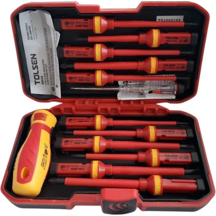 Викрутки Tolsen VDE набір 13шт, діелектричні, PH, PZ, Torx, CrV, кейс
