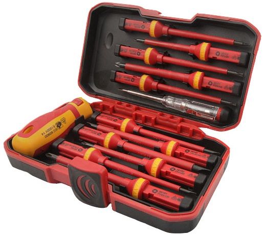 Викрутки Tolsen VDE набір 13шт, діелектричні, PH, PZ, Torx, CrV, кейс