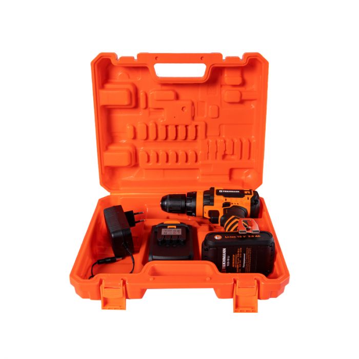 Шурупокрут-дриль акумуляторний Tekhmann TCD-18 Li 2.0 18В 1х2А·год 28Нм 0-350·1300об/хв 1.3кг кейс