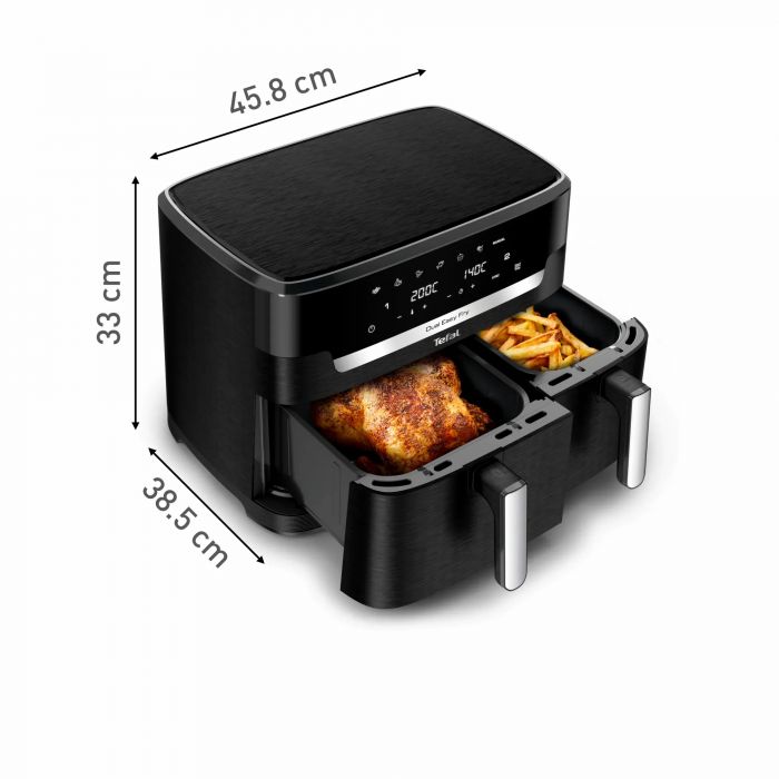 Мультипіч Tefal Dual Easy Fry XXL, 2700Вт, чаша-6.5+4.5л, сенсорне керув., 2 чаши, гриль, пластик, чорний