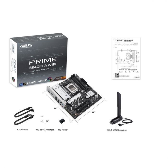 Материнcька плата ASUS PRIME B840M-A WIFI sAM5 B840 4xDDR5 M.2 HDMI DP WiFi BT mATX