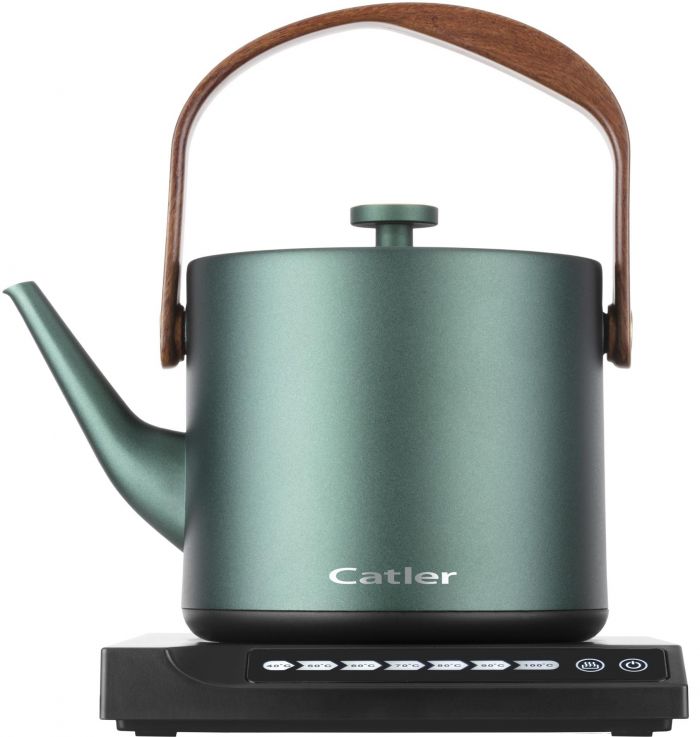Електрочайник Catler 0.6л, Strix, заварник, нерж. сталь, підтримка температури, сенс. керув., темно-зелений