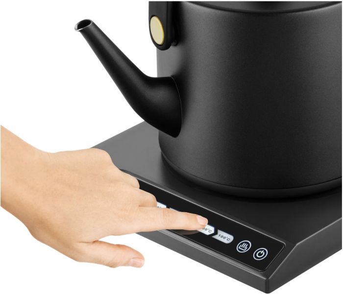 Електрочайник Catler 0.6л, Strix, заварник, нерж. сталь, підтримка температури, сенс. керув., чорний