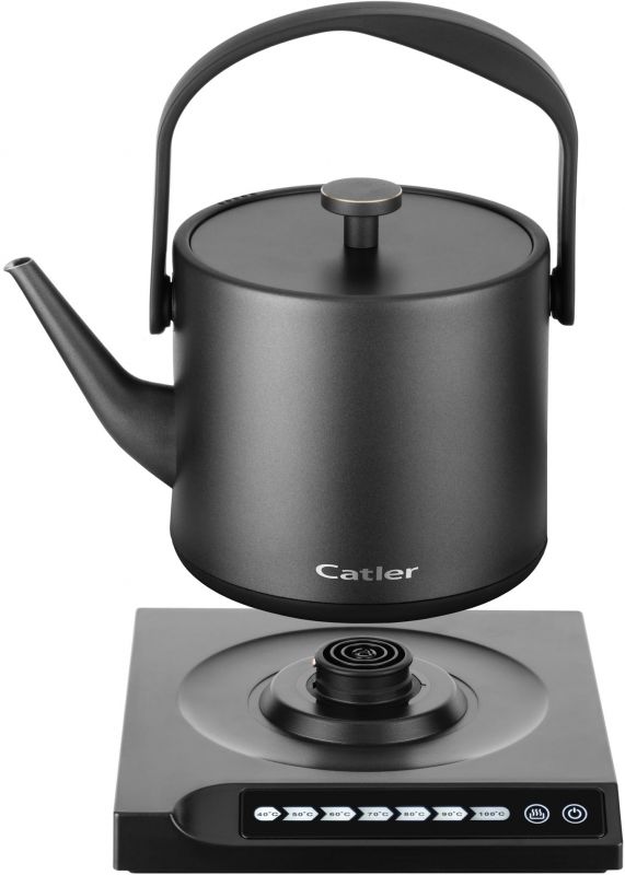 Електрочайник Catler 0.6л, Strix, заварник, нерж. сталь, підтримка температури, сенс. керув., чорний