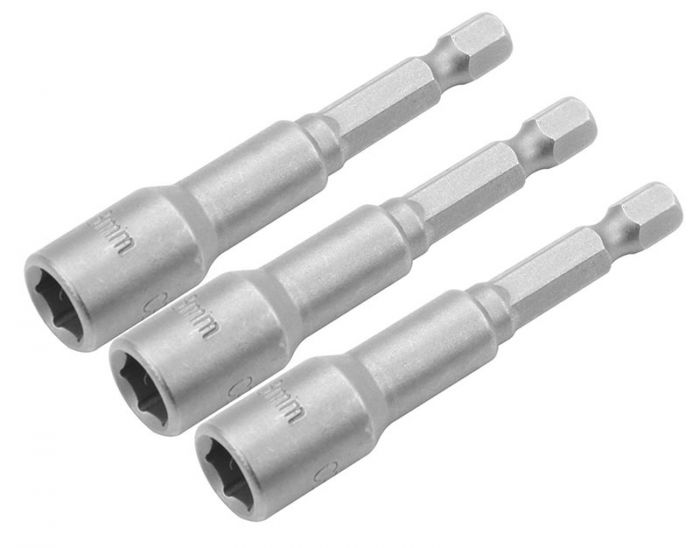 Головки торцеві Tolsen магнітні, набір 3шт, 1/4"х65мм, 6мм, сталі 40Cr