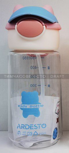 Пляшка для води Ardesto Bear 550мл, пластик, рожевий
