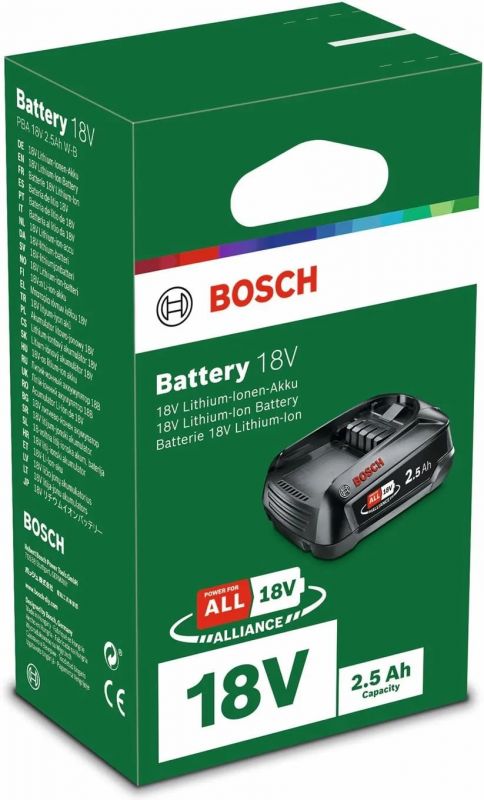 Акумулятор Bosch PBA, 18В, 2.5А·год, 0.3кг