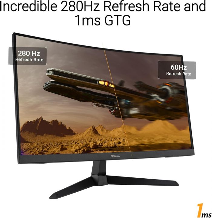 Монітор Asus 27" TUF Gaming VG27VQM1B DVI, 2xHDMI, DP, MM, VA, 280Hz, 1ms, DCI-P3 90%, CURVED, AdaptiveSync