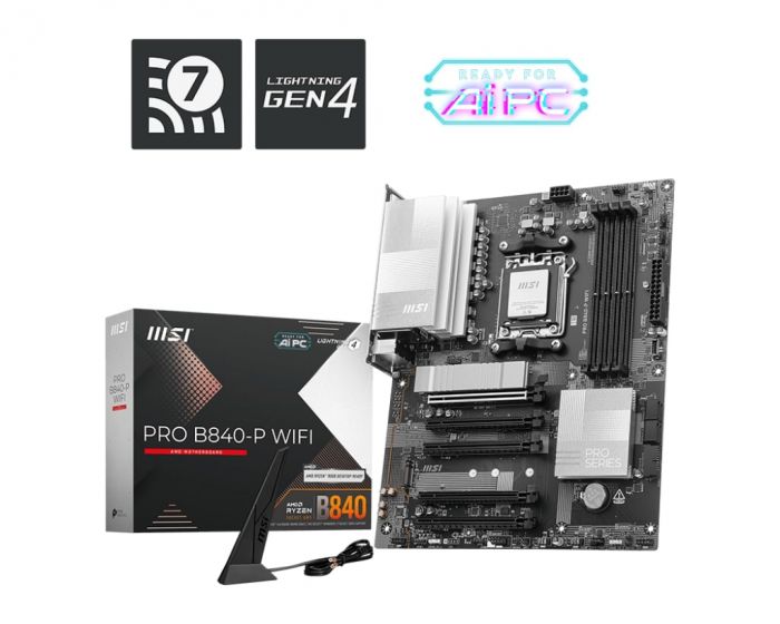 Материнcька плата MSI PRO B840-P WIFI sAM5 B840 4xDDR5 M.2 HDMI WiFi BT ATX