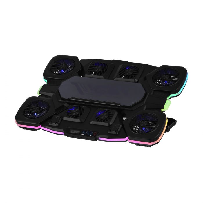 Підставка для ноутбука 2E GAMING CPG-012, до 17.3", 1xUSB-C, LCD/semiconductor cooling pad, RGB, чорний