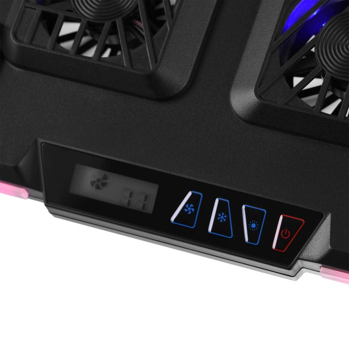 Підставка для ноутбука 2E GAMING CPG-012, до 17.3", 1xUSB-C, LCD/semiconductor cooling pad, RGB, чорний