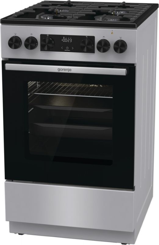 Плита Gorenje комбінована, 70л, 50x60см, дисплей, чавун, нерж