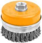 Щітка чашкова Tolsen, торцева, переплетений дріт 0.5мм, 100мм, різьблення M14