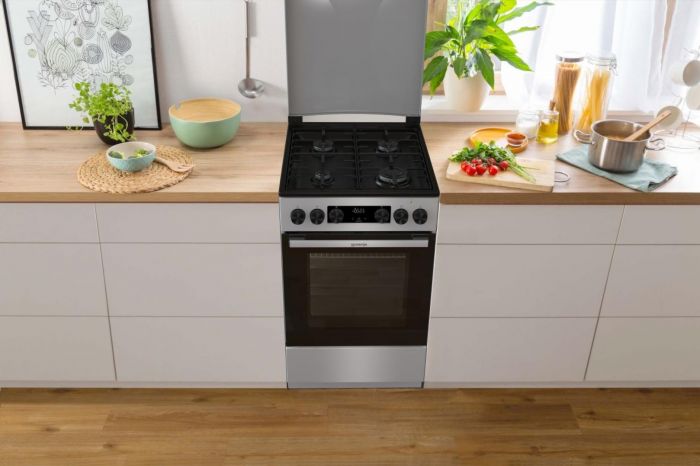 Плита Gorenje комбінована, 70л, 50x60см, дисплей, IconLed, емальовані, нерж