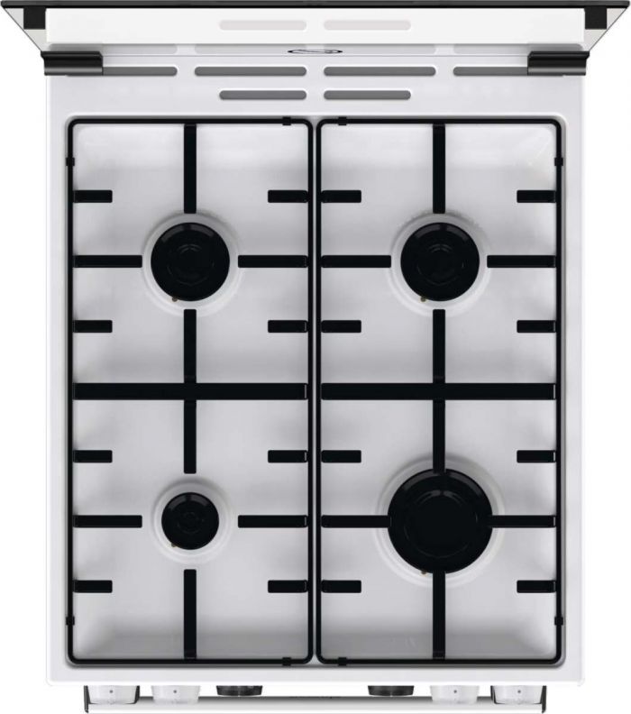 Плита Gorenje комбінована, 70л, 50x60см, дисплей, емальовані реш, програматор IconLed, кришка-скло, білий