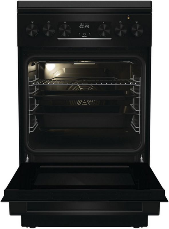 Плита Gorenje комбінована, 70л, 50x60см, дисплей, чавун, чорний