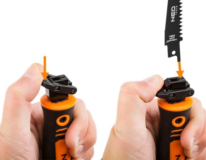 Пила садова Neo Tools тримач, 15см, 24 TPI, 18 TPI, 6 TPI, двокомпонентне руків'я, 0.182кг