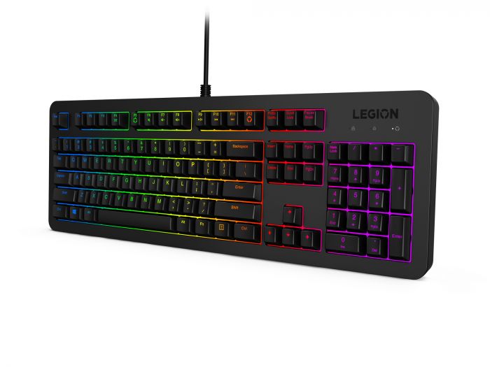 Клавіатура мембранна Lenovo Legion K300 104key, USB-A, EN/UKR, RGB, чорний