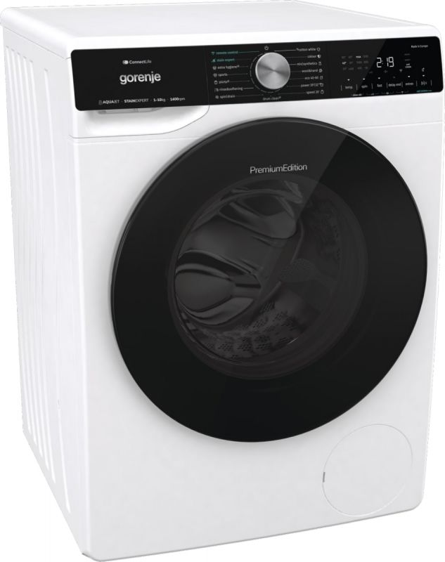 Пральна машина Gorenje фронтальна, 10кг, 1400, A+++, 60см, дисплей, інвертор, пара, Wi-Fi, підсвітка барабану, білий