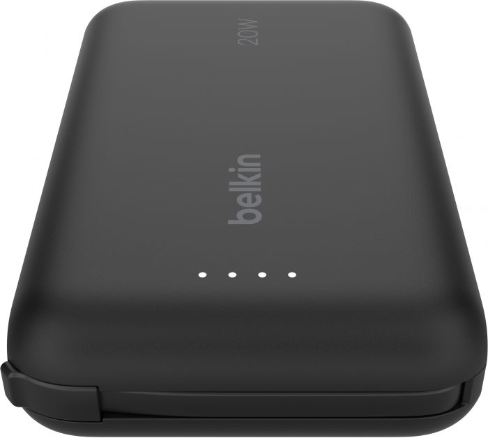 Акумулятор портативний літій-іонний Power Bank Belkin 10000мА·год, 20Вт, з інтегрованим кабелем USB-C, чорний
