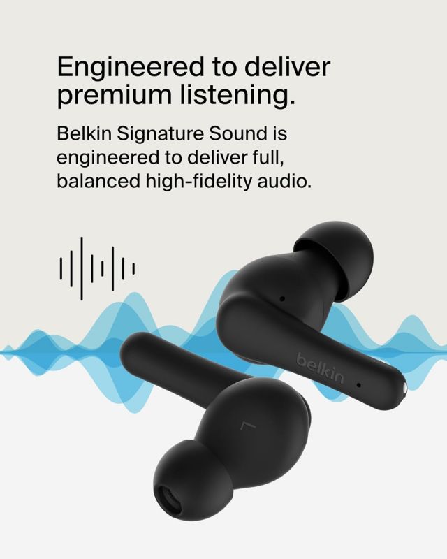Навушники TWS Belkin Soundform Rhythm True Wireless, чорний