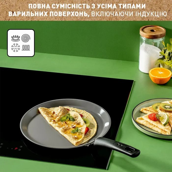 Сковорода для млинців Tefal Renewal, 25см, алюміній, бакеліт, сірий
