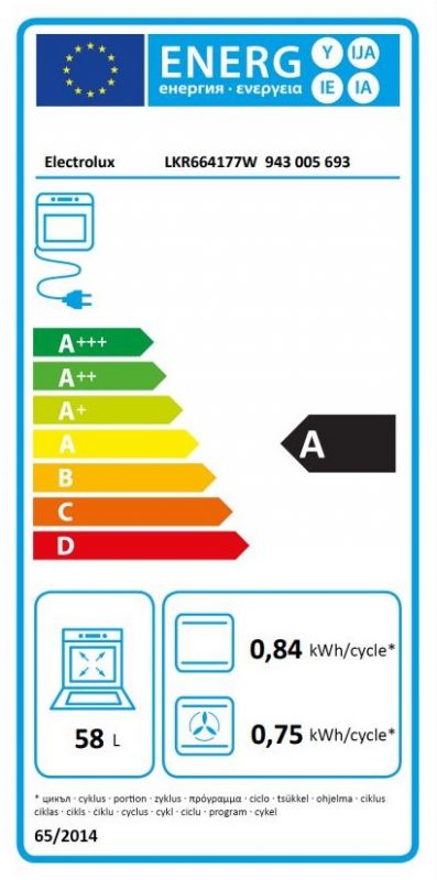 Плита Electrolux електрична склокерамічна, 58л, 60x60см, конвекція, пара, білий