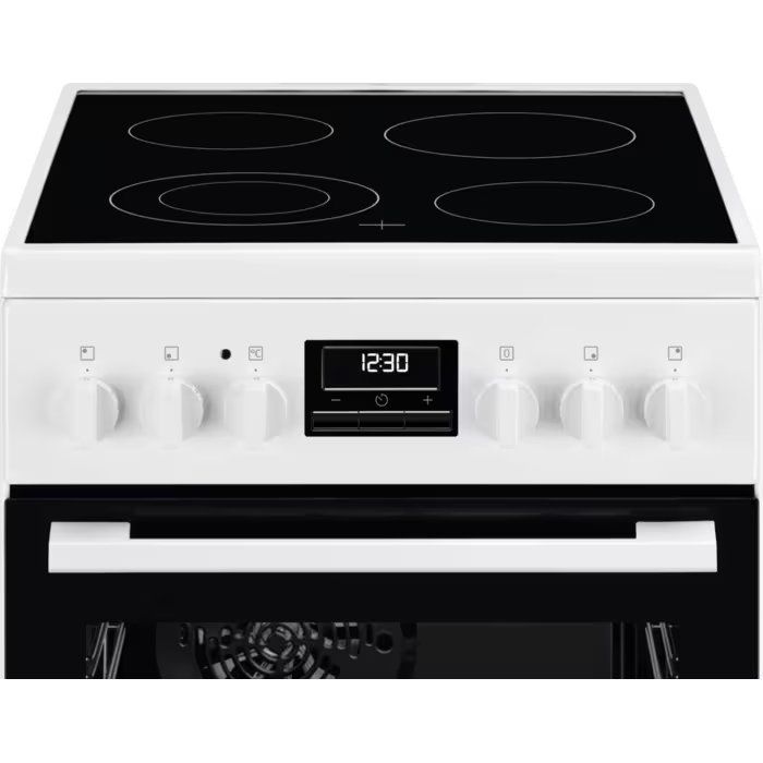 Плита Electrolux електрична склокерамічна, 57л, 50x60см, дисплей, конвекція, білий