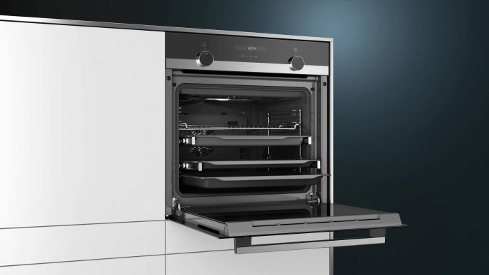 Духова шафа Siemens електрична, 66л, A, дисплей, конвекція, телескопічні направляючі, чорний
