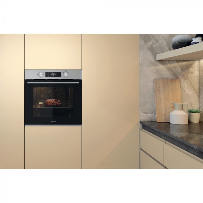 Духова шафа Whirlpool електрична, 71л, A+, дисплей, конвекція, телескопічні напрямні, нерж