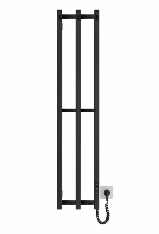 Рушникосушка Hygge Family електрична Slim, 1170х250х80мм, таймер-регулятор, сталь, чорний матовий