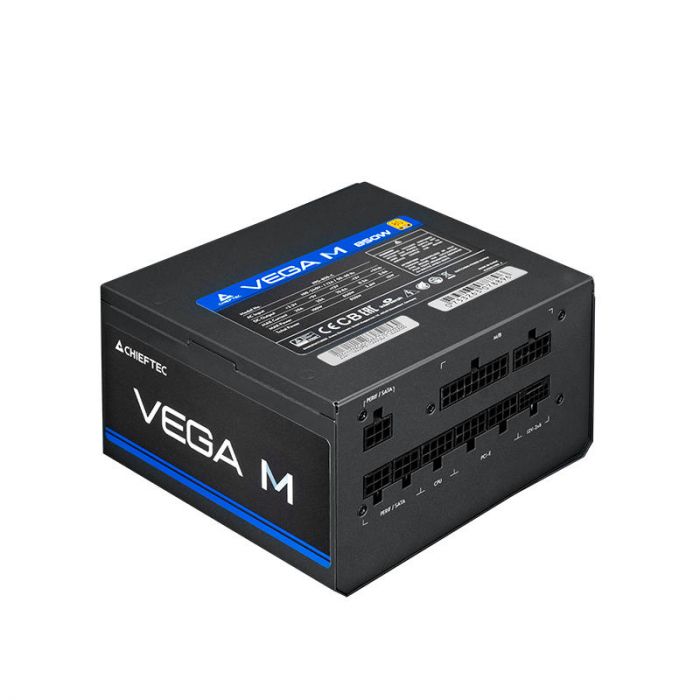 Блок живлення CHIEFTEC Vega M (850W), >90%, 80+ Gold, 135мм FDB, 1xMB 24pin(20+4), 2xCPU 8pin(4+4), 3xMolex, 6xSATA, 4xPCIe 8pin(6+2), 1xPCIe GEN5 16pin, Fully Modular