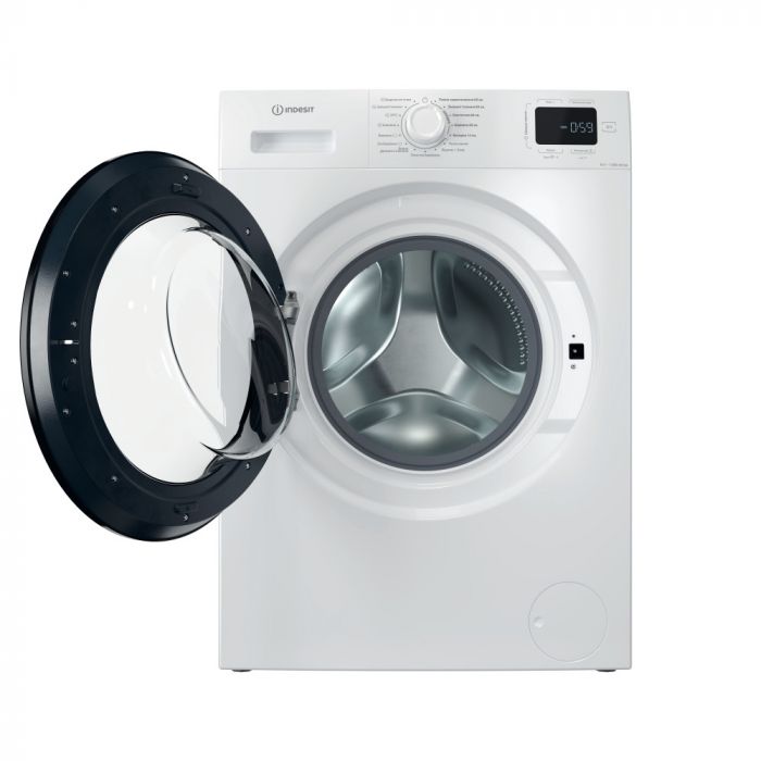Пральна машина Indesit фронтальна, 6кг, 1200, A+++, 44.6см, дисплей, пара, інвертор, люк чорний, білий