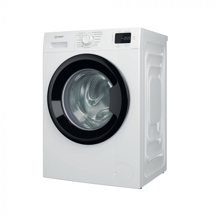 Пральна машина Indesit фронтальна, 6кг, 1200, A+++, 44.6см, дисплей, пара, інвертор, люк чорний, білий