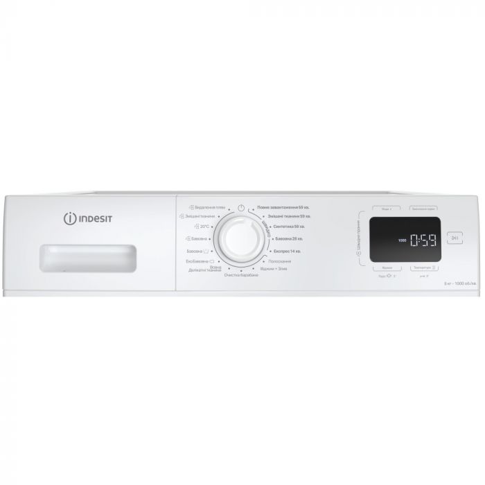 Пральна машина Indesit фронтальна, 6кг, 1000, A+++, 44.6см, дисплей, пара, інвертор, білий
