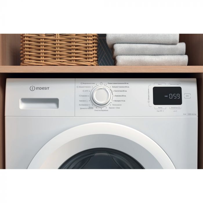 Пральна машина Indesit фронтальна, 6кг, 1000, A+++, 44.6см, дисплей, пара, інвертор, білий