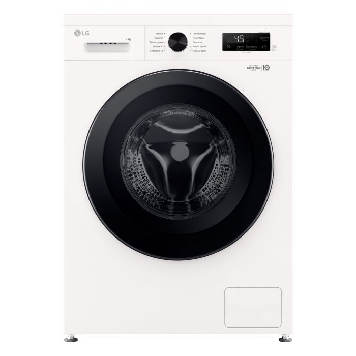 Пральна машина LG фронтальна, 7кг, 1200, A+++, 44см, дисплей, пара, інвертор, білий