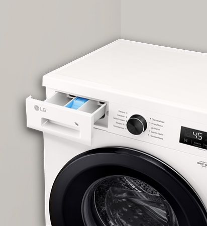 Пральна машина LG фронтальна, 7кг, 1200, A+++, 44см, дисплей, пара, інвертор, білий