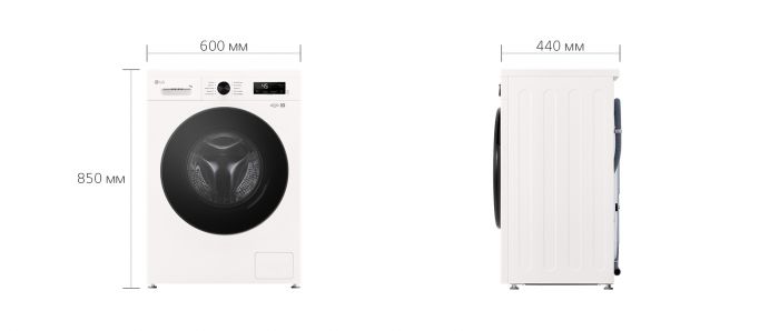 Пральна машина LG фронтальна, 7кг, 1200, A+++, 44см, дисплей, пара, інвертор, білий