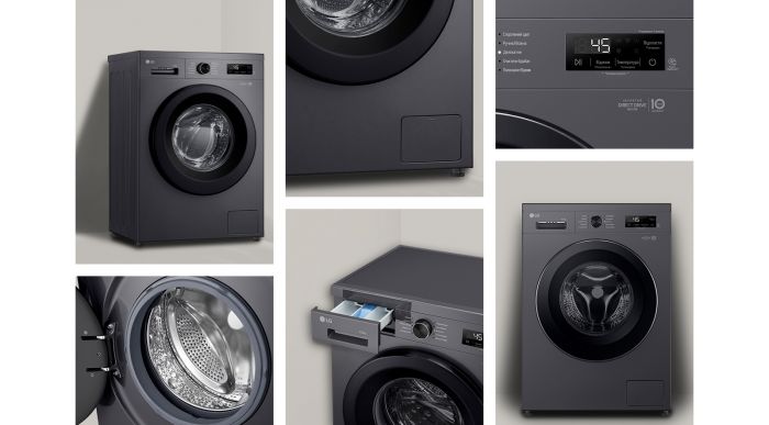 Пральна машина LG фронтальна, 6.5кг, 1200, A+++, 44см, дисплей, пара, інвертор, чорний