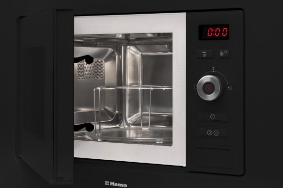 Мікрохвильова піч Hansa вбудовувана, 20л, електр.управл., 800Вт, гриль, дисплей, відкр.кнопкою, чорний