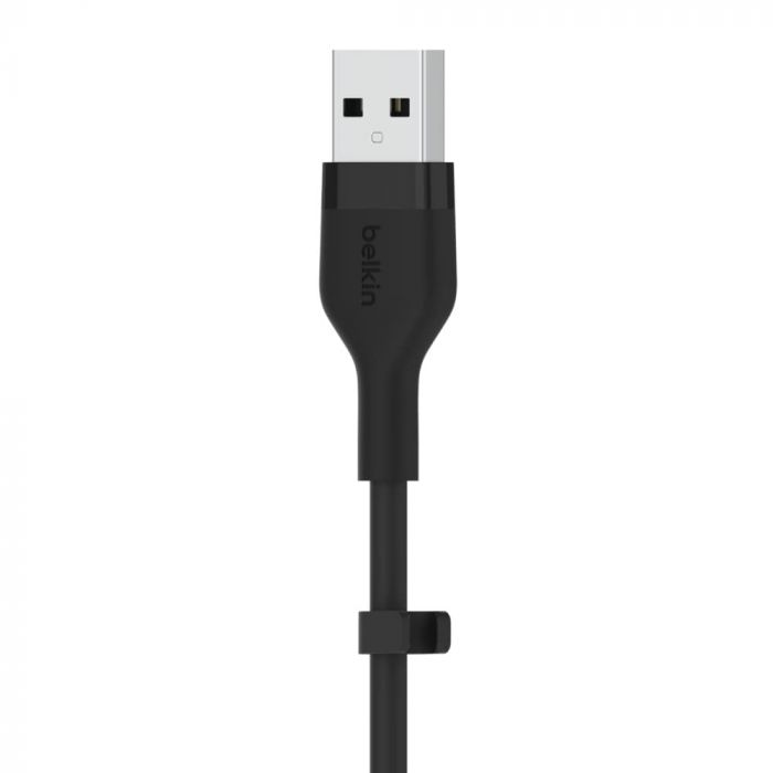 Кабель USB-A > USB-C заряджання/синхронізації Belkin 3м, 60Вт, Type-C, силіконовий з кліпсою, чорний