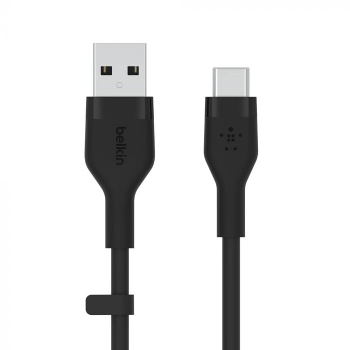 Кабель USB-A > USB-C заряджання/синхронізації Belkin 3м, 60Вт, Type-C, силіконовий з кліпсою, чорний