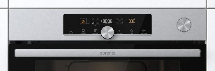 Духова шафа Gorenje електрична, 77л, A+, пара, дисплей, готування на різних рівнях, нерж