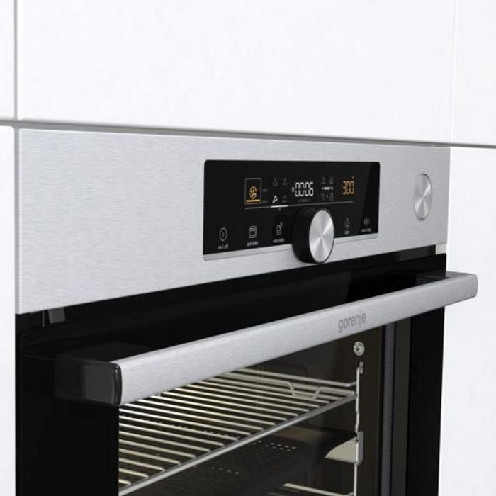 Духова шафа Gorenje електрична, 77л, A+, пара, дисплей, готування на різних рівнях, нерж