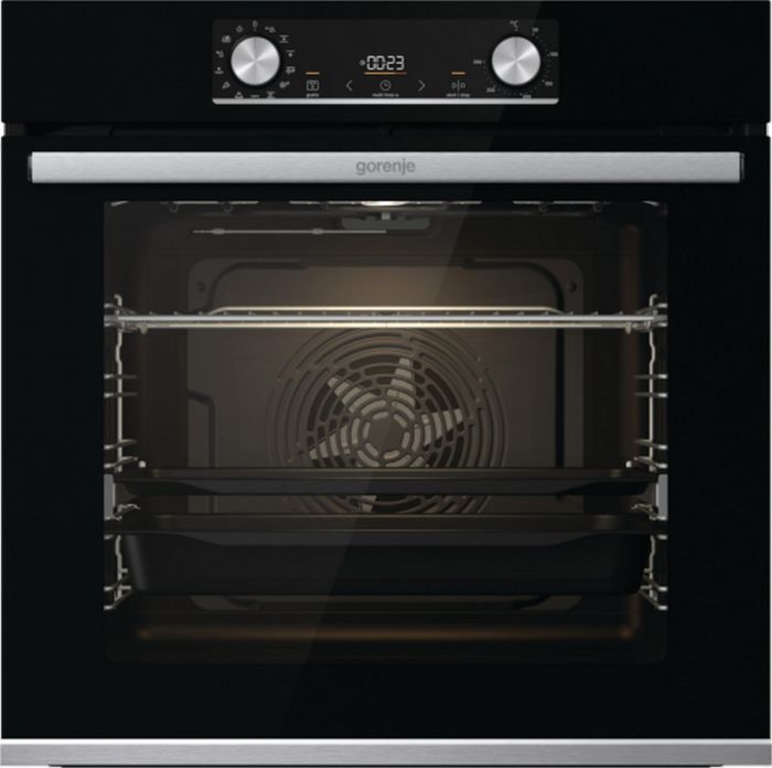 Духова шафа Gorenje електрична, 77л, A+, дисплей, ф-я без додавання жиру, чорний