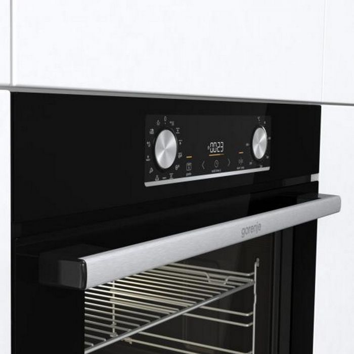 Духова шафа Gorenje електрична, 77л, A+, дисплей, ф-я без додавання жиру, чорний