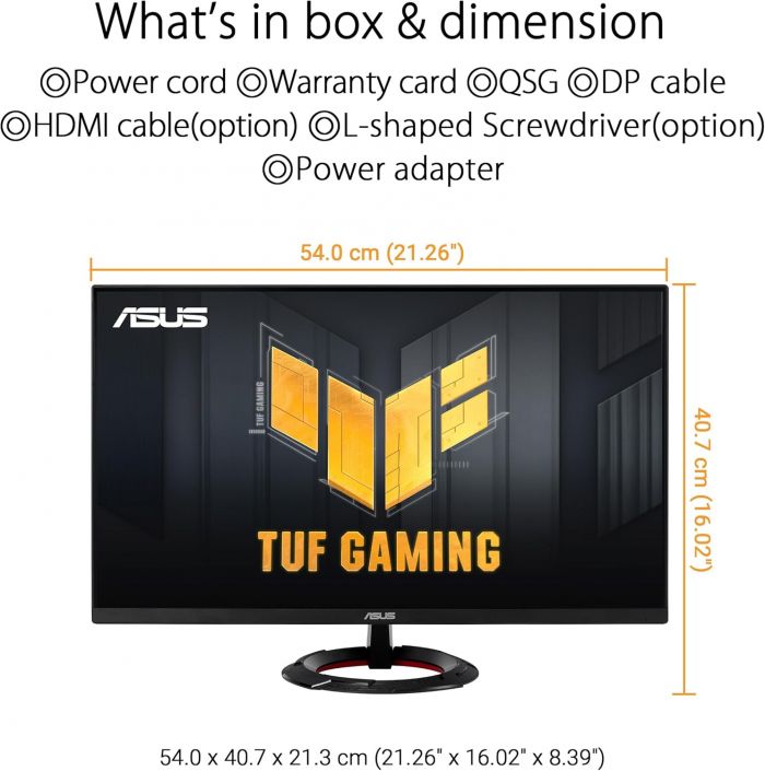Монітор Asus 23.8" TUF Gaming VG249Q3R 2xHDMI, DP, MM, IPS, 180Hz, 1ms, sRGB 100%, AdaptiveSync