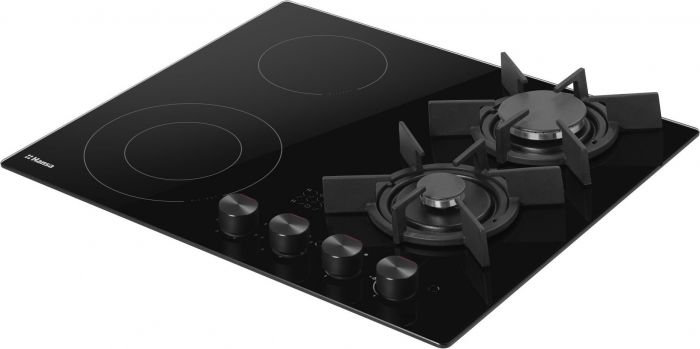 Варильна поверхня Hansa комбінована (2 газ + 2 електро), 59,2см, розширена зона, чавун, чорний