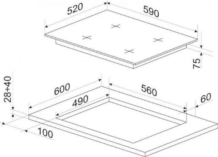 Варильна поверхня Hansa комбінована (3 газ + 1 електро), 59см, чавун, нерж